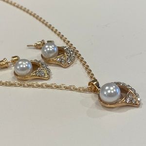 Crystal Heart Pendant Necklace and Earring Set.